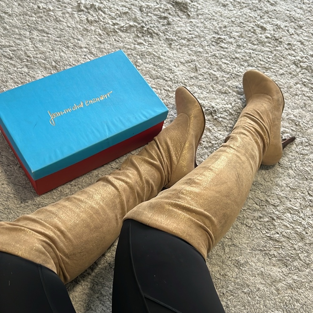 Jean - Michel Cazabat Camel Boots Stretch Laminate Vesuvio Style Size 37.5 EUC
